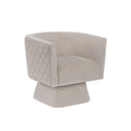 Cabe Swivel Accent Armchair Diamond Stitch Back Taupe Brown Velvet