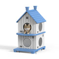 Cabin Style Pet House Multi Level Stackable With Porch For Indoor And Outdoor Cats Small Animals