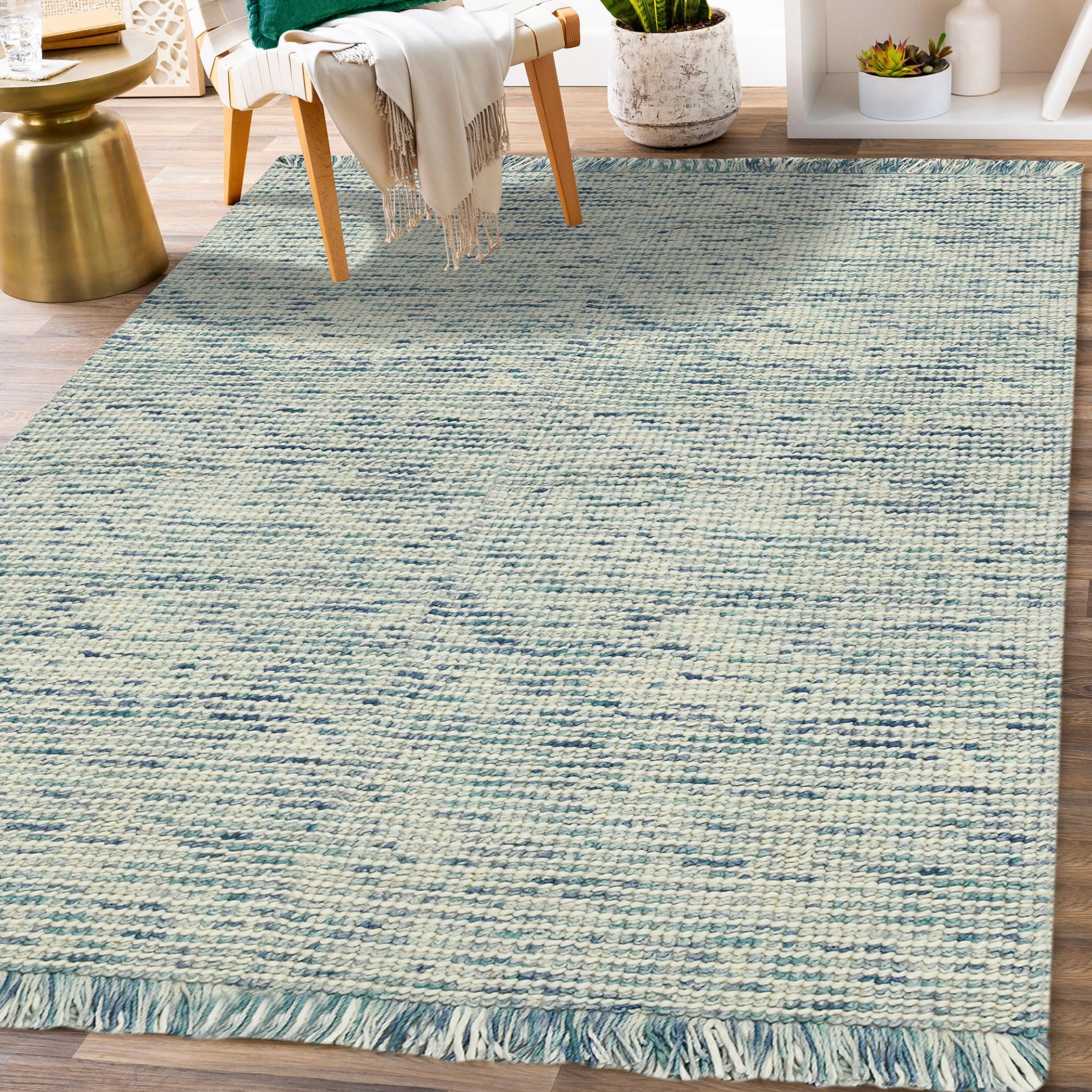 Cableknit Casual Hand Woven Blue Rug 8 X 10