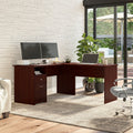 Porch Den Hale 60W L Shaped Computer Desk With Drawers In Espresso Oak