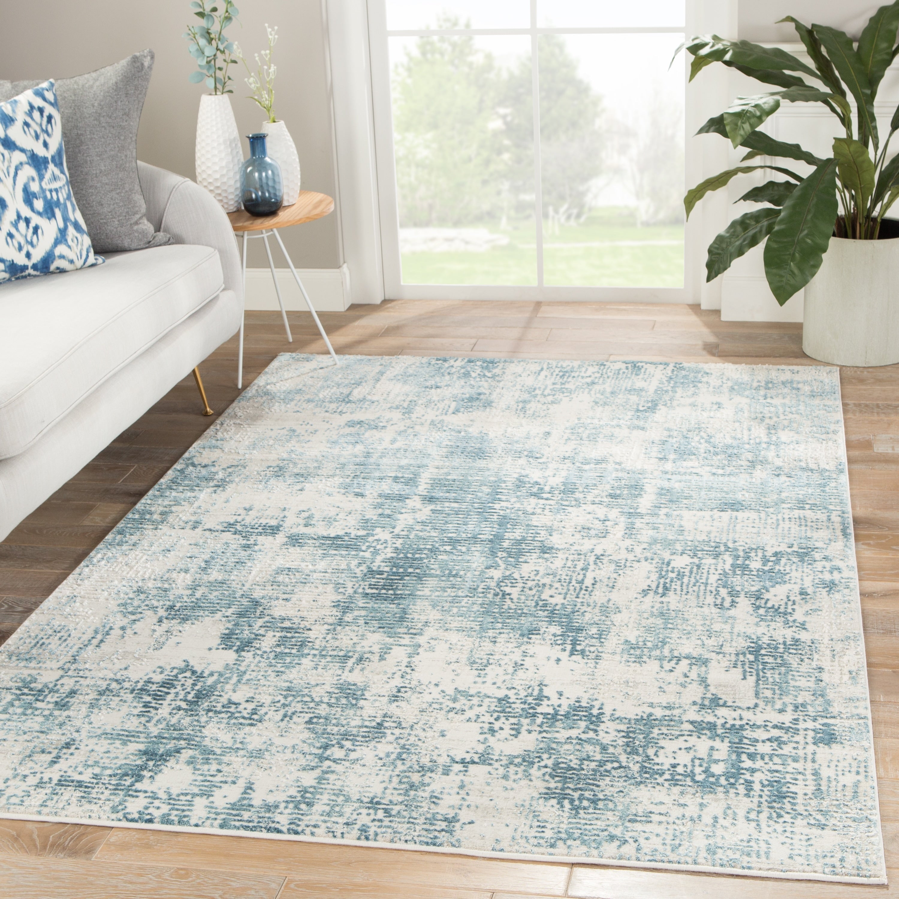 Caden Abstract Gray Ivory Area Rug 5X76