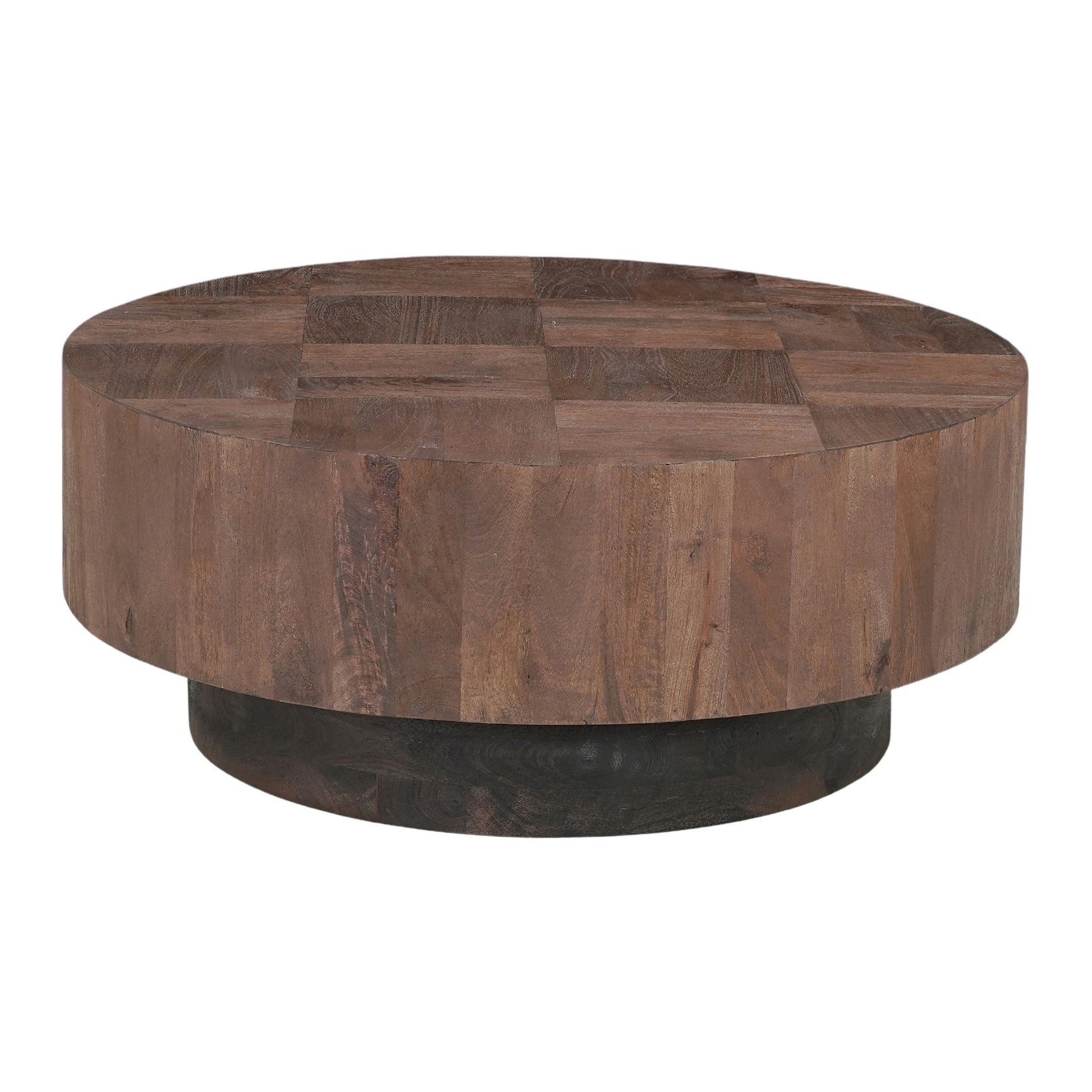 Caden Round Solid Wood Coffee Table With Geometric Top