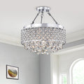 Caelus Chrome Metal And Crystal 4 Light Semi Flush Mount Chandelier
