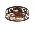 Caged Flush Mount Ceiling Fans With Lights For Bedroom