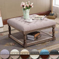 Cairona Fabric 30 Inch Tufted Shelved Ottoman Coffee Table Optional Colors