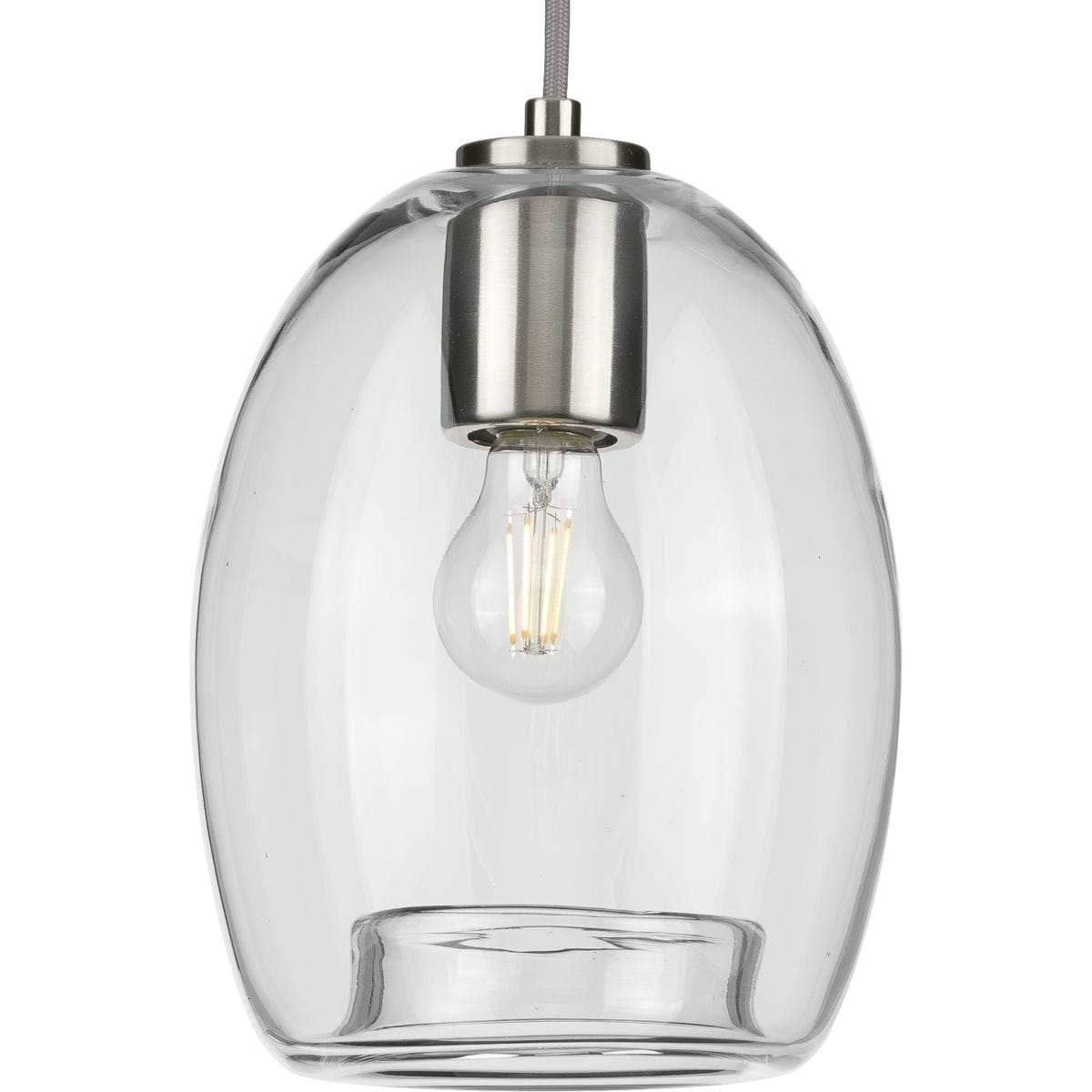 Caisson Collection Brushed Nickel One Light Mini Pendant 14.2 X 9.5 X 9.5