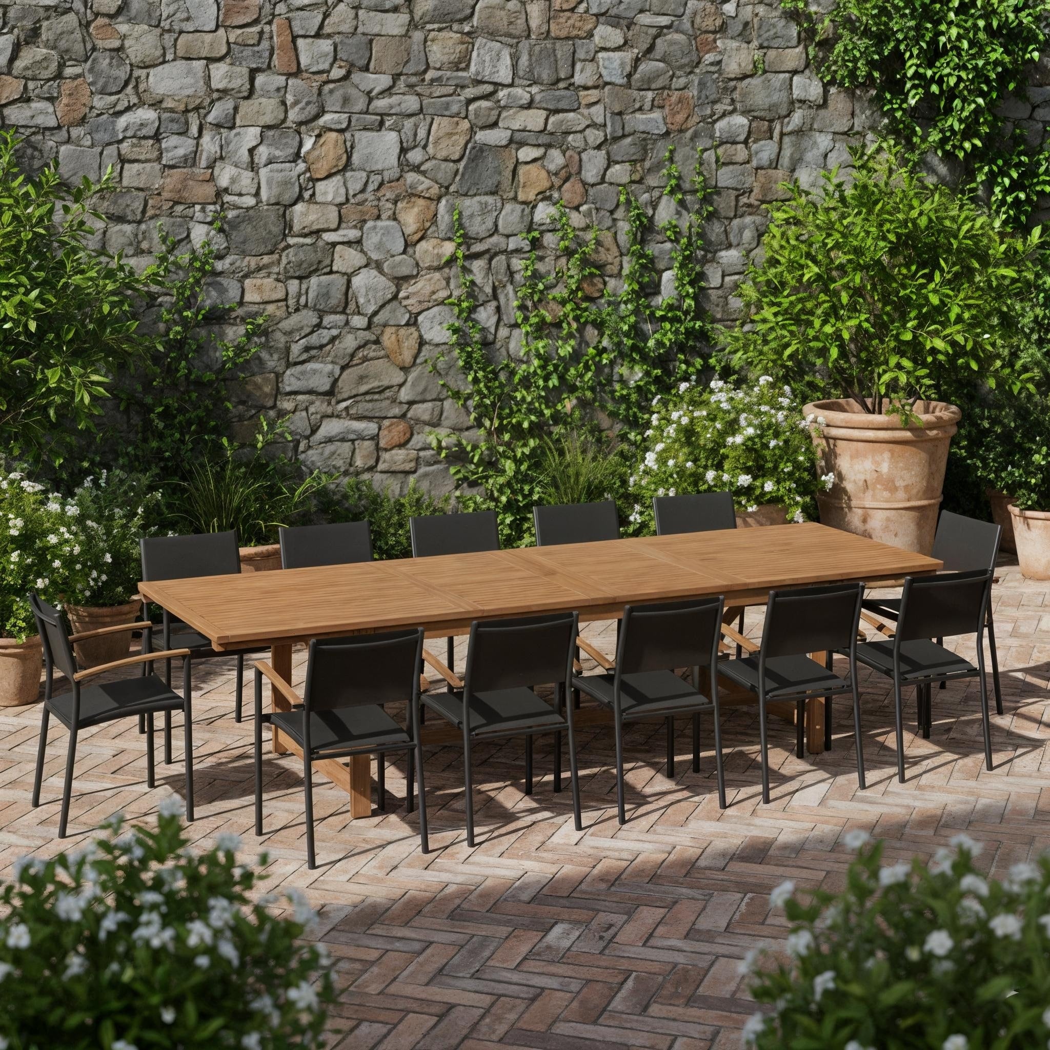 Cala 13 Piece Outdoor Rectangular Extendable Dining Table And Chairs Set