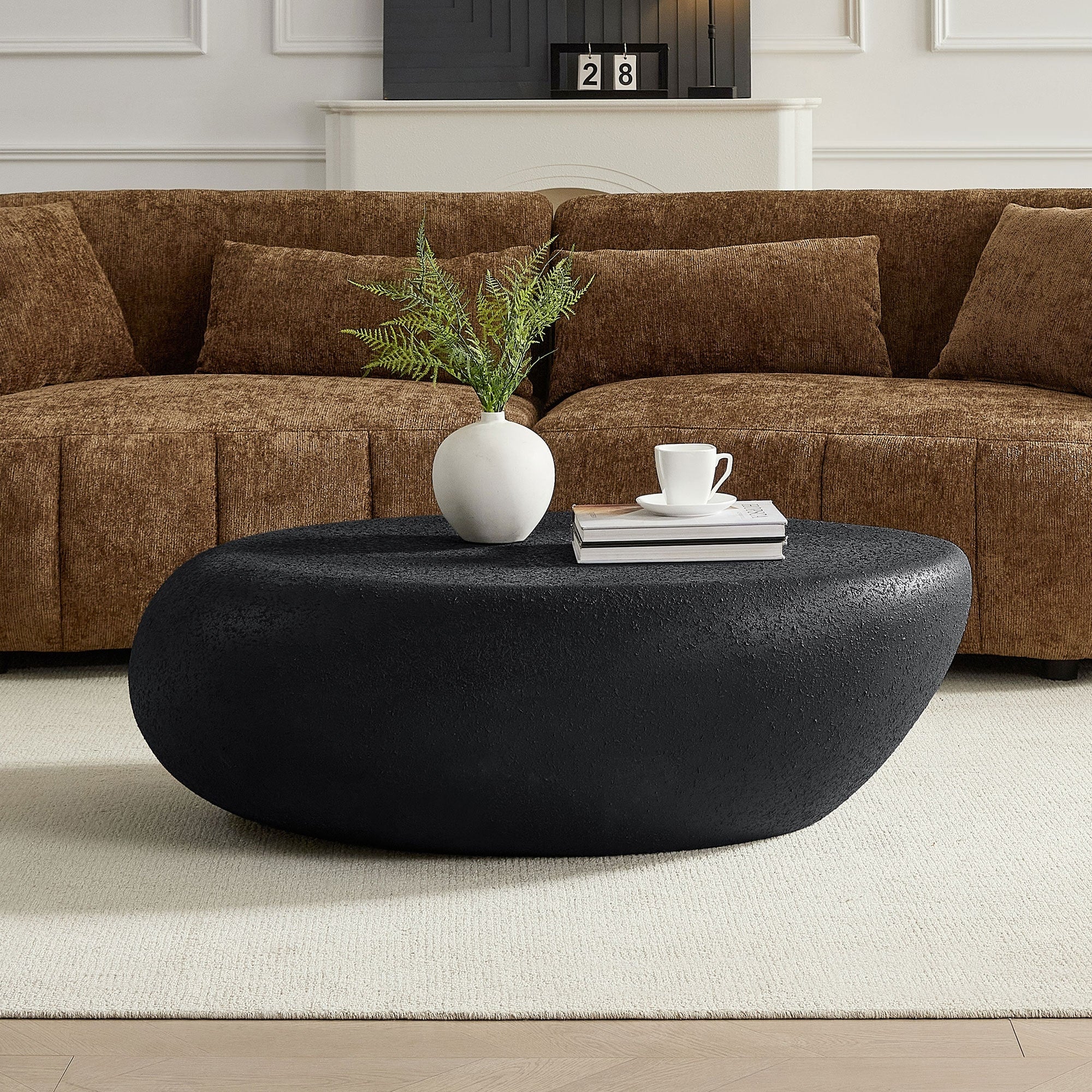 Caldera Fiberglass Coffee Table With Irregular Faux Rock Design By Gdfstudio