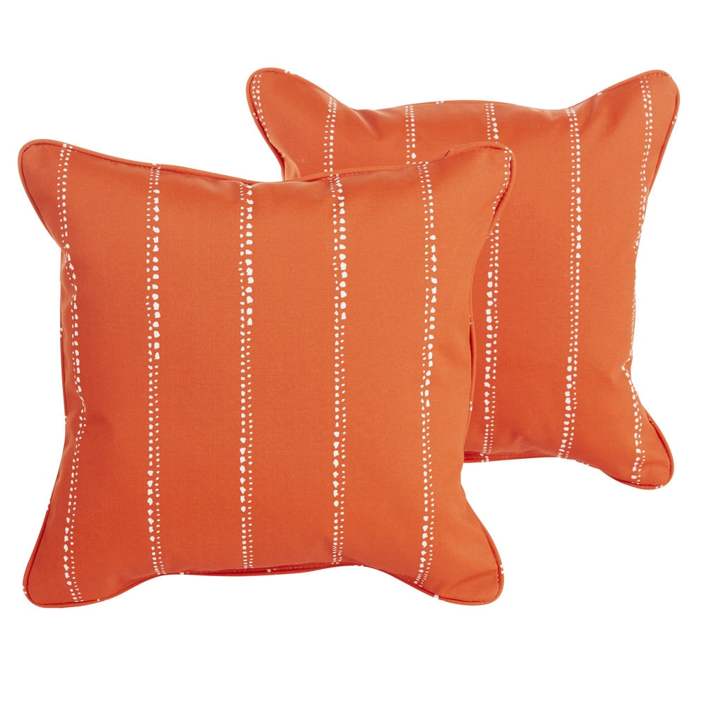 Caldwell Ii Orange Dotted Stripes Indoor Outdoor 22 Inch Corded Pillow Set