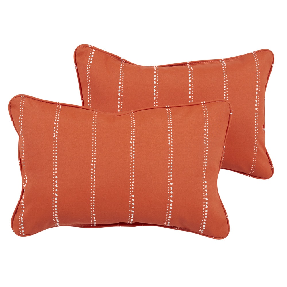 Caldwell Ii Orange Dotted Stripes Indoor Outdoor 13 X 20 Inch Corded Pillow Set
