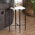 Caledon Marble Side Table Modern Rustic Accent Table With Hand Forged Metal Frame For Living Room Or Seating Areas Round