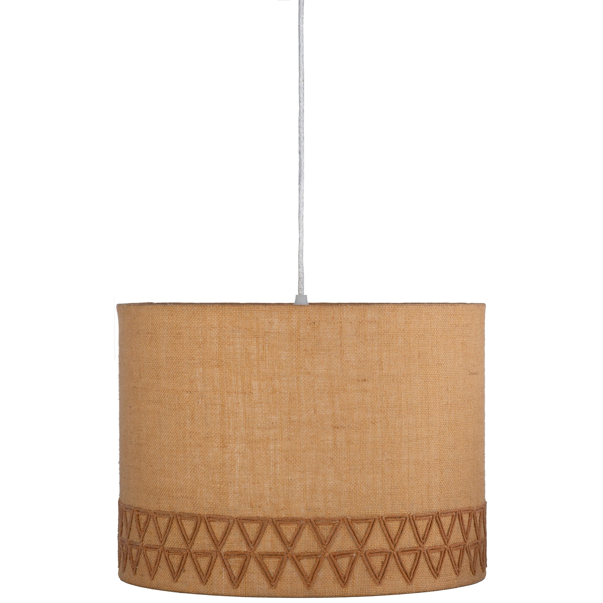 Calen Geometric Jute 16 Inch Drum Pendant 12 H X 16 W X 16 D
