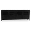 Calen Media Unit Iron Tempered Glass Doors Powder Coated Finish Black