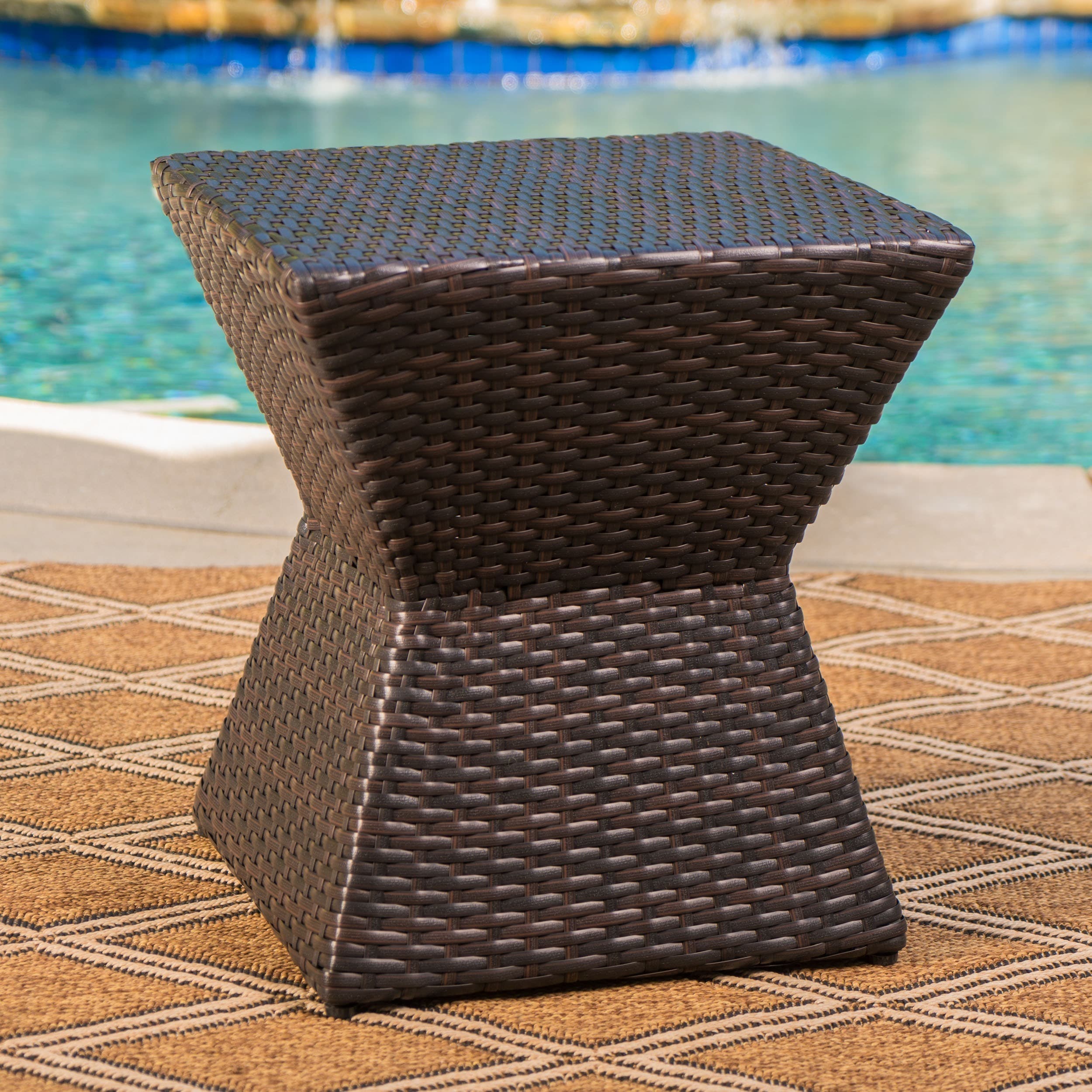 Calhoun Outdoor Square Wicker Side Table By Christopher Knight Home