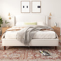 California King King Size Upholstered Platform Bed With Wingback Headboard