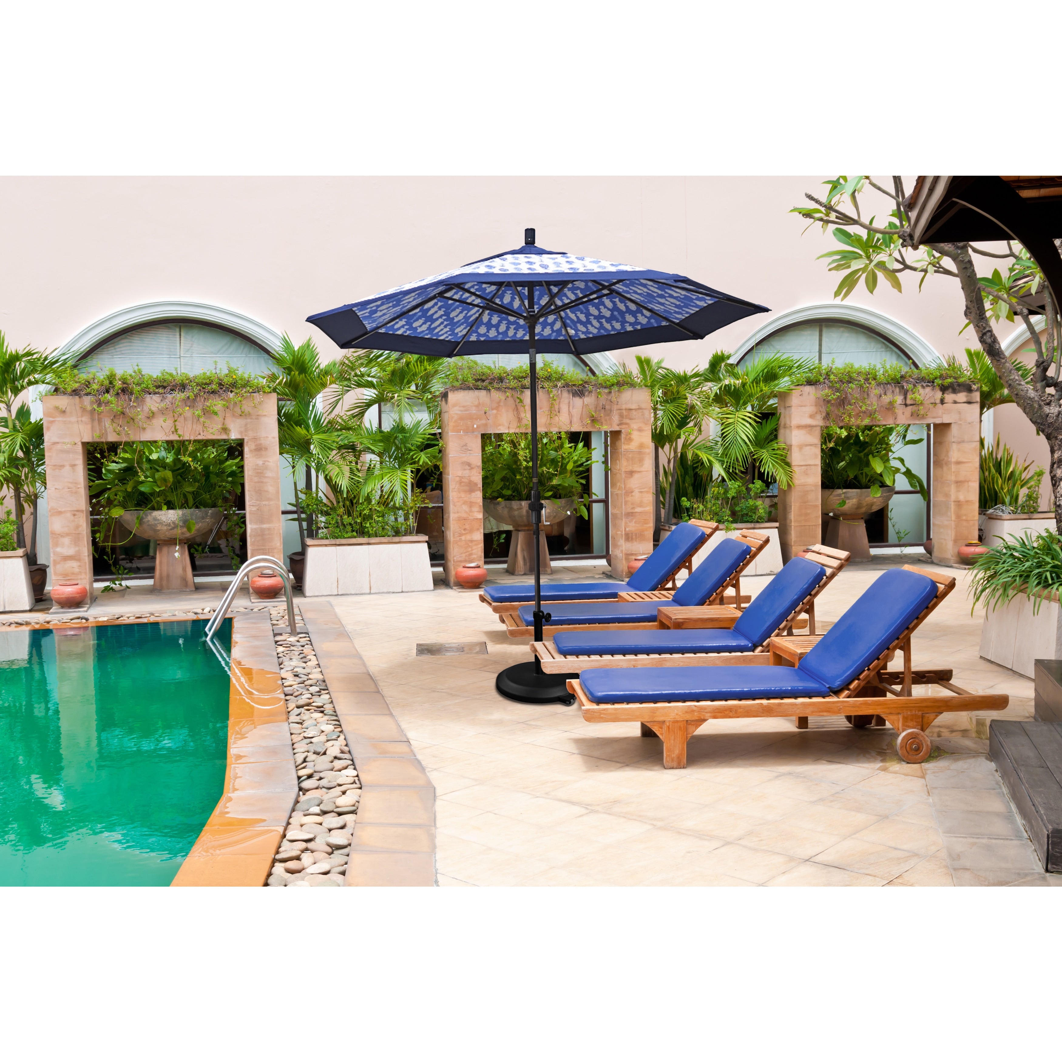 California Umbrella 11 Rd. Alum Fiberglass Rib Market Umb Crank Lift Collar Tilt Dbl Wind Vent Bronze Finish Pacifica Fabric
