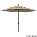 California Umbrella 11 Round Aluminum Crank Open Auto Tlit Market Umbrella Bronze Finish Double Wind Vent Sunbrella Fabric