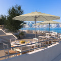California Umbrella 11 Rd Aluminum Frame Fiberglass Rib Market Umbrella Push Open White Finish Pacifica Fabric