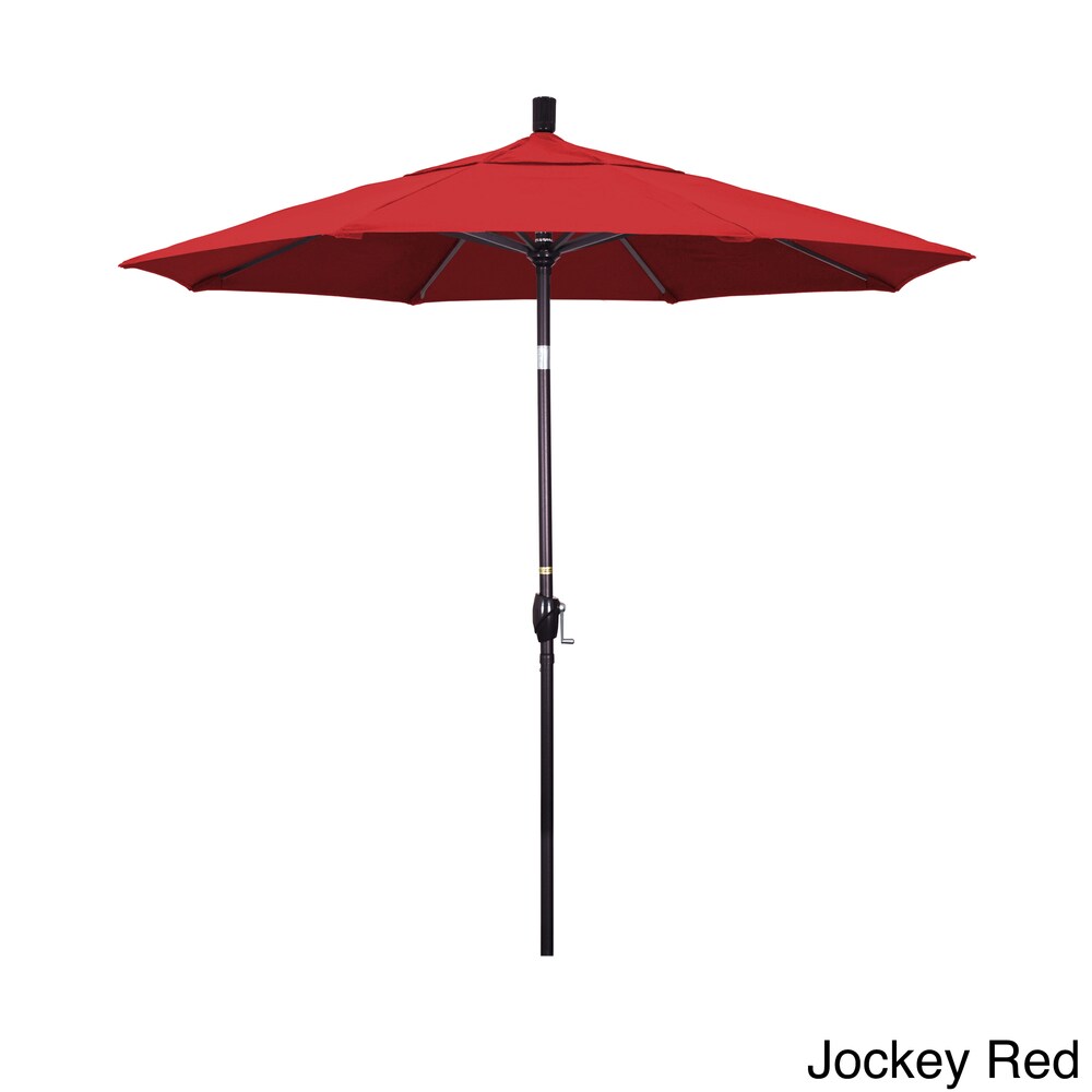 California Umbrella 7.5 Rd. Aluminum Market Umbrella Crank Lift With Push Button Tilt Bronze Finish Sunbrella Fabric