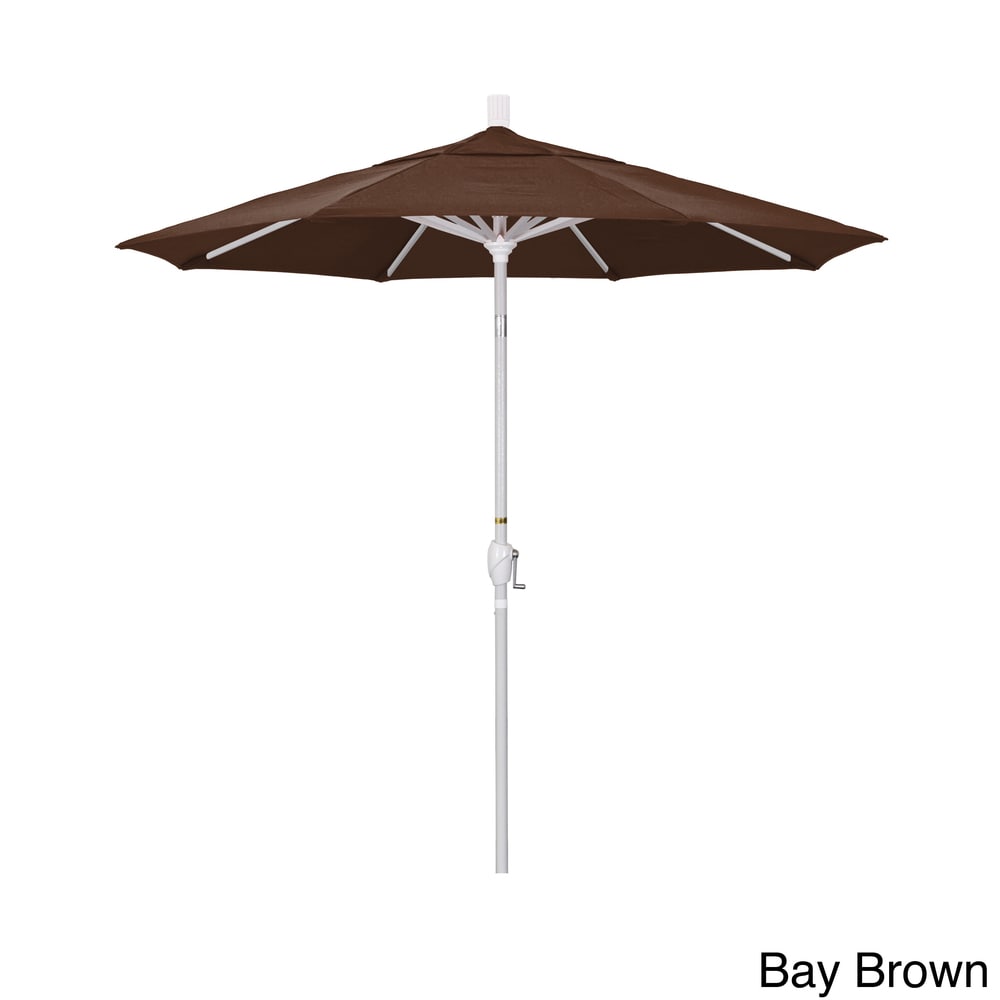California Umbrella 7.5 Rd. Aluminum Market Umbrella Crank Lift With Push Button Tilt White Finish Sunbrella Fabric