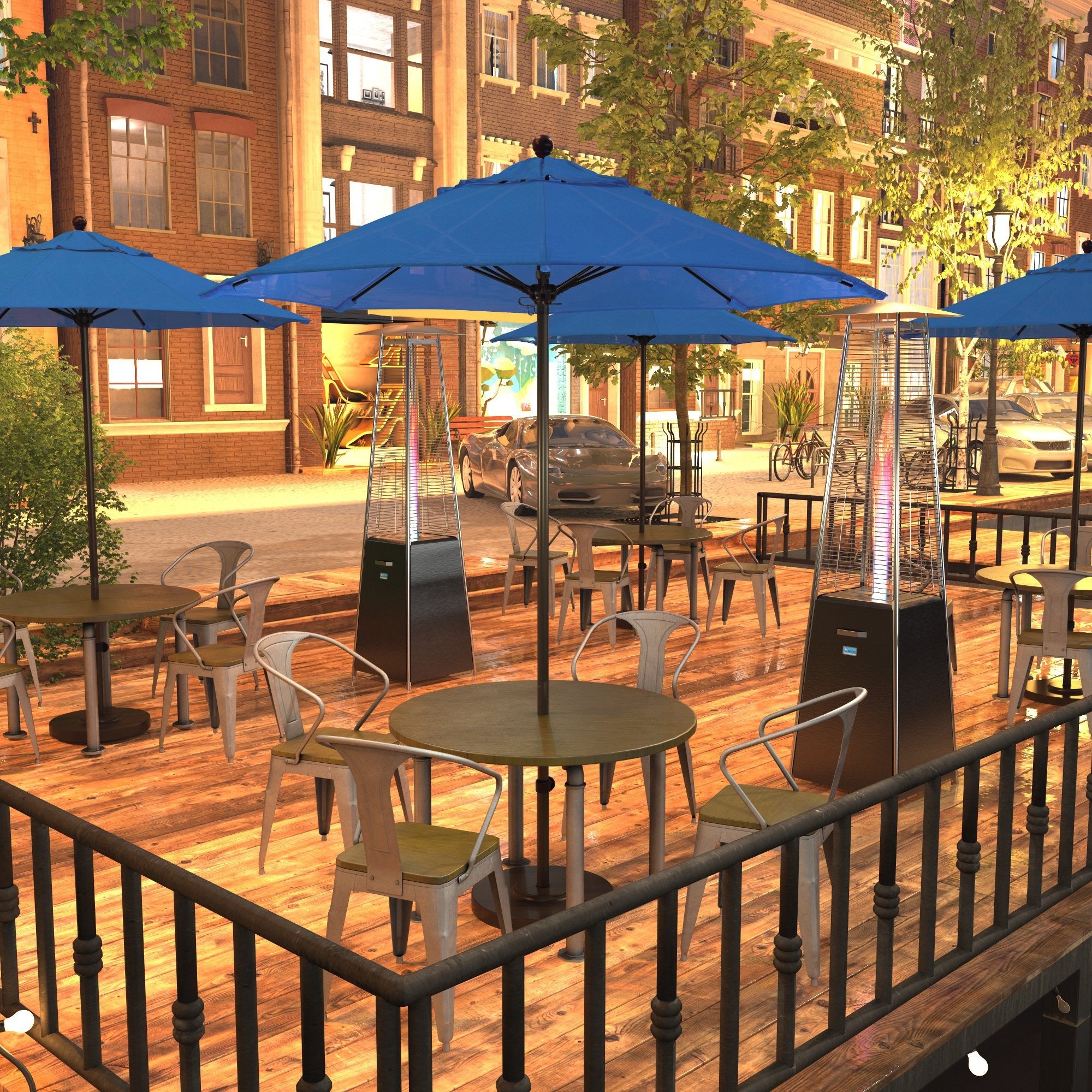 California Umbrella 7.5 Rd.. Aluminum Frame Fiberglass Rib Market Umbrella Push Open Bronze Finish Olefin Fabric