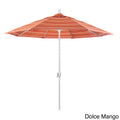 California Umbrella 9 Rd. Aluminum Market Umbrella Crank Lift With Push Button Tilt White Finish Sunbrella Fabric