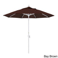 California Umbrella 9 Rd. Aluminum Market Umbrella Deluxe Crank Lift With Collar Tilt White Frame Finish Sunbrella Fabric