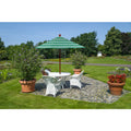 California Umbrella 9 Round Marenti Wood Frame Market Umbrella Push Open Stained Natural Wood Finish Pacifica Fabric