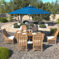 California Umbrella 9 Rd. Aluminum Market Umbrella Crank Lift With Push Button Tilt White Finish Pacifica Fabric