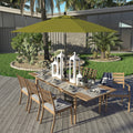 California Umbrella 9 Rd. Aluminum Market Umbrella Deluxe Crank Lift With Collar Tilt Black Frame Finish Pacifica Fabric