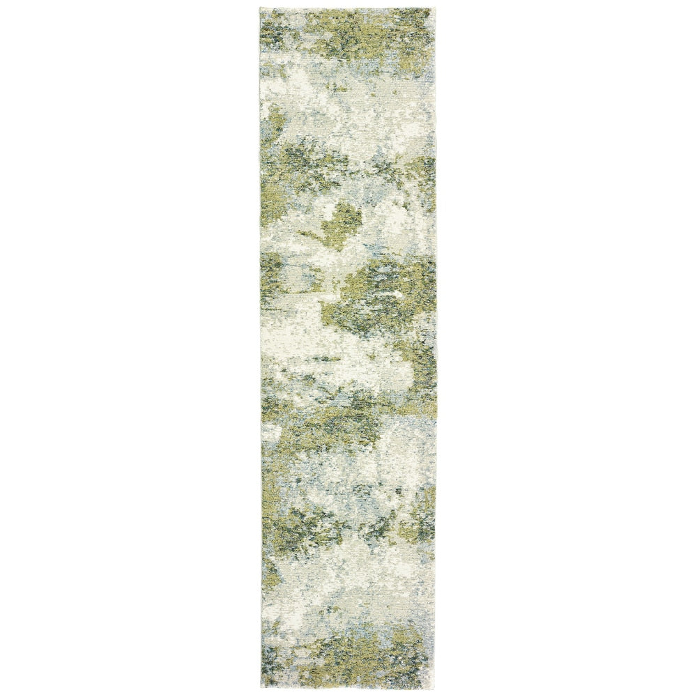 Calina Haze Blue Green Area Rug 26X12 26 X 12 Runner