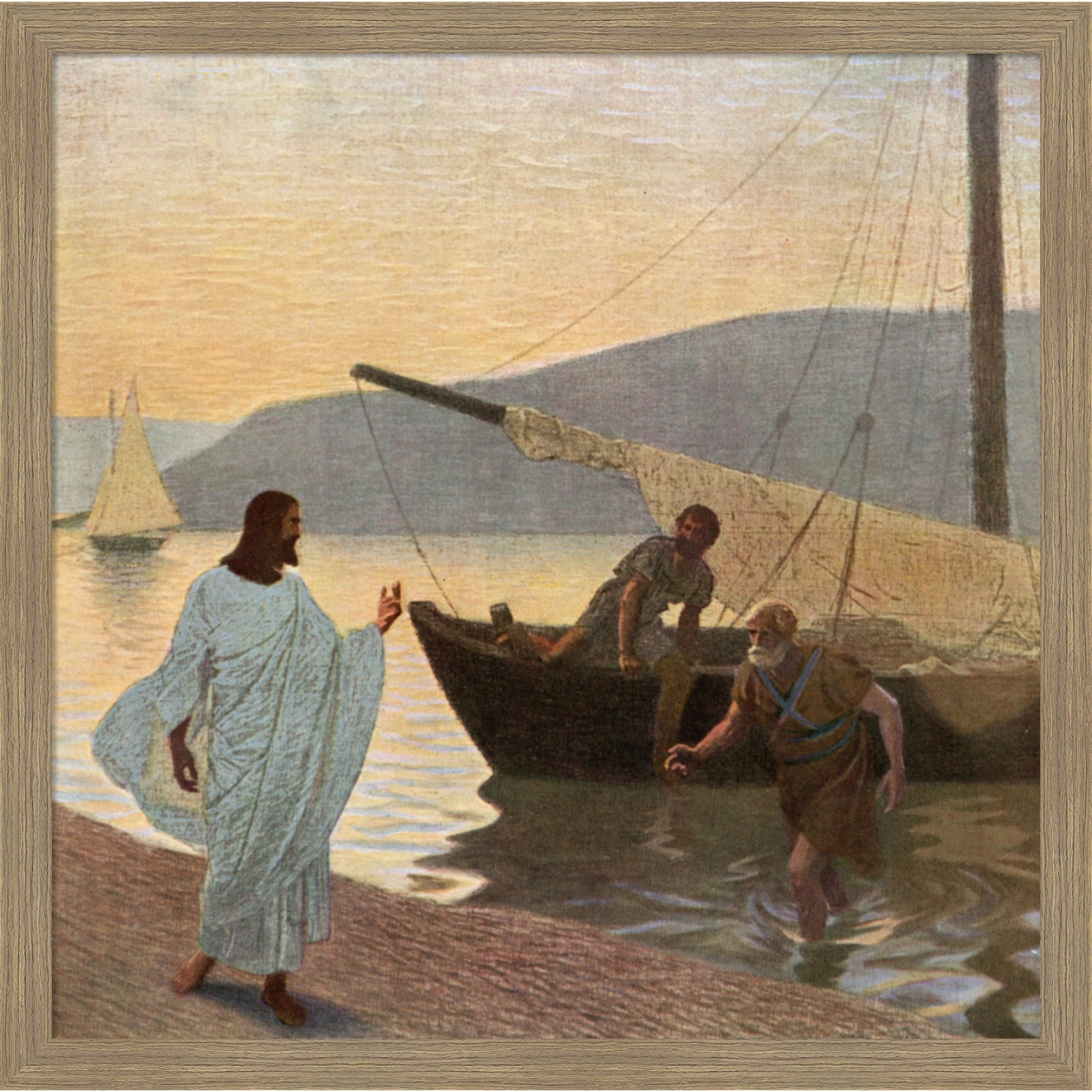 Calling Of Apostles Peter Andrew By Gebhard Fugel Framed Mounted Canvas Wall Art Print
