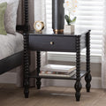 Callison Spindle Nightstand 1 Drawer Farmhouse Bedside Table With Open Shelf Storage And Turned Accents For Bedroom