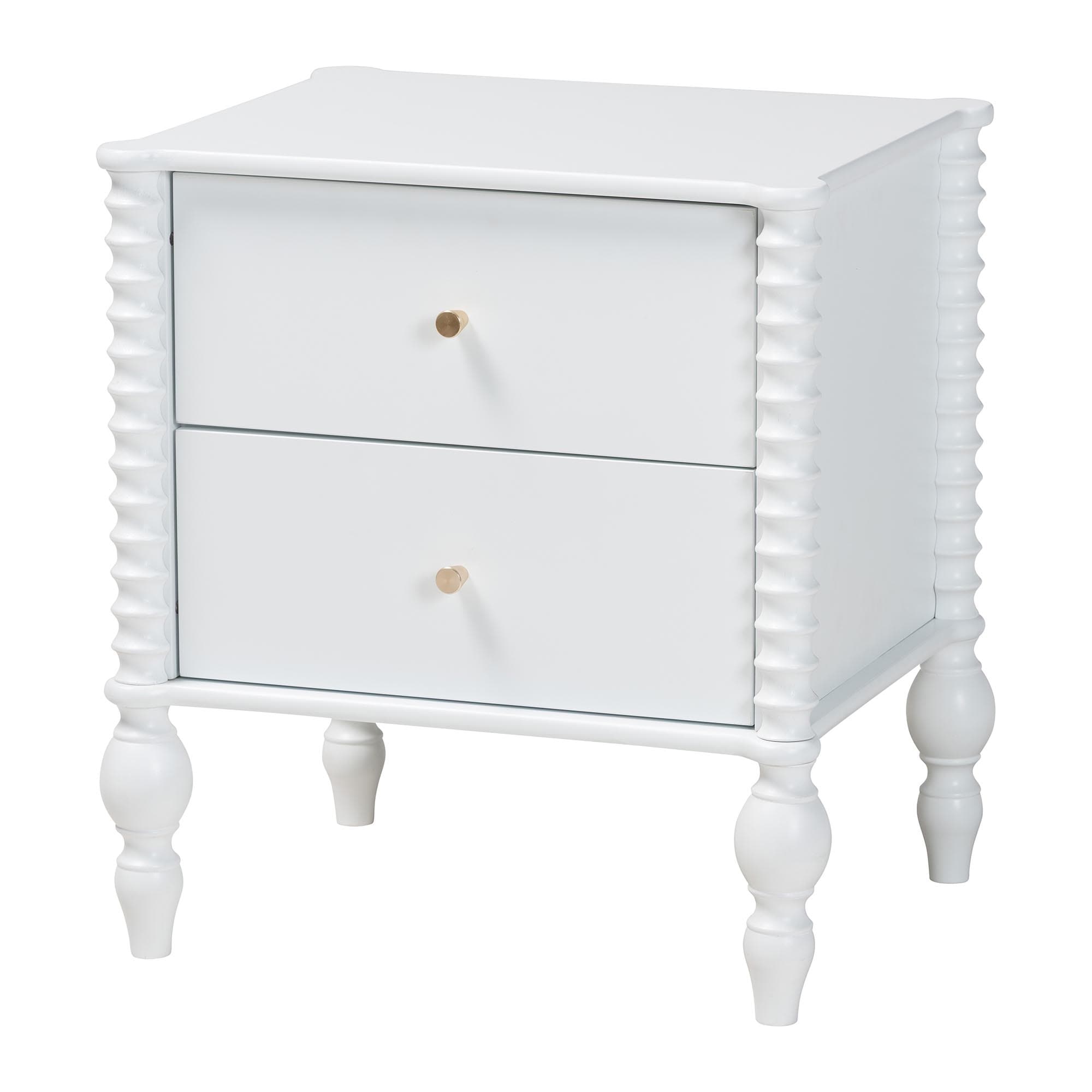 Callison Spindle Nightstand 2 Drawer Farmhouse Bedside Table With Turned Accents For Bedroom