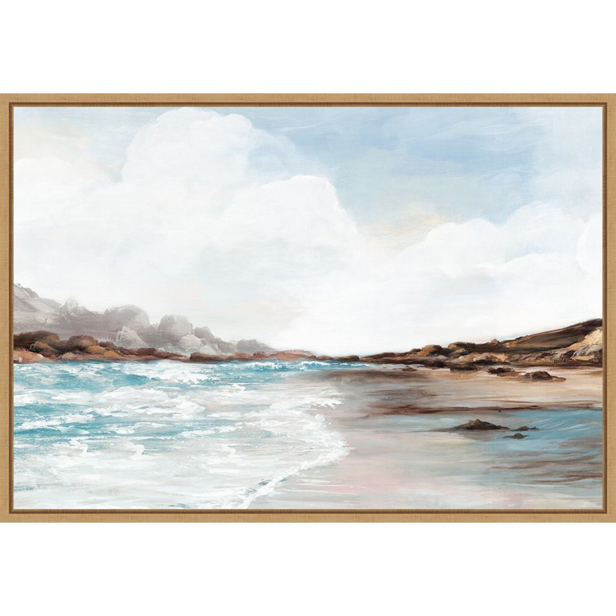 Calm Shores And Rolling Waves By Pi Studio Framed Canvas Wall Art Print