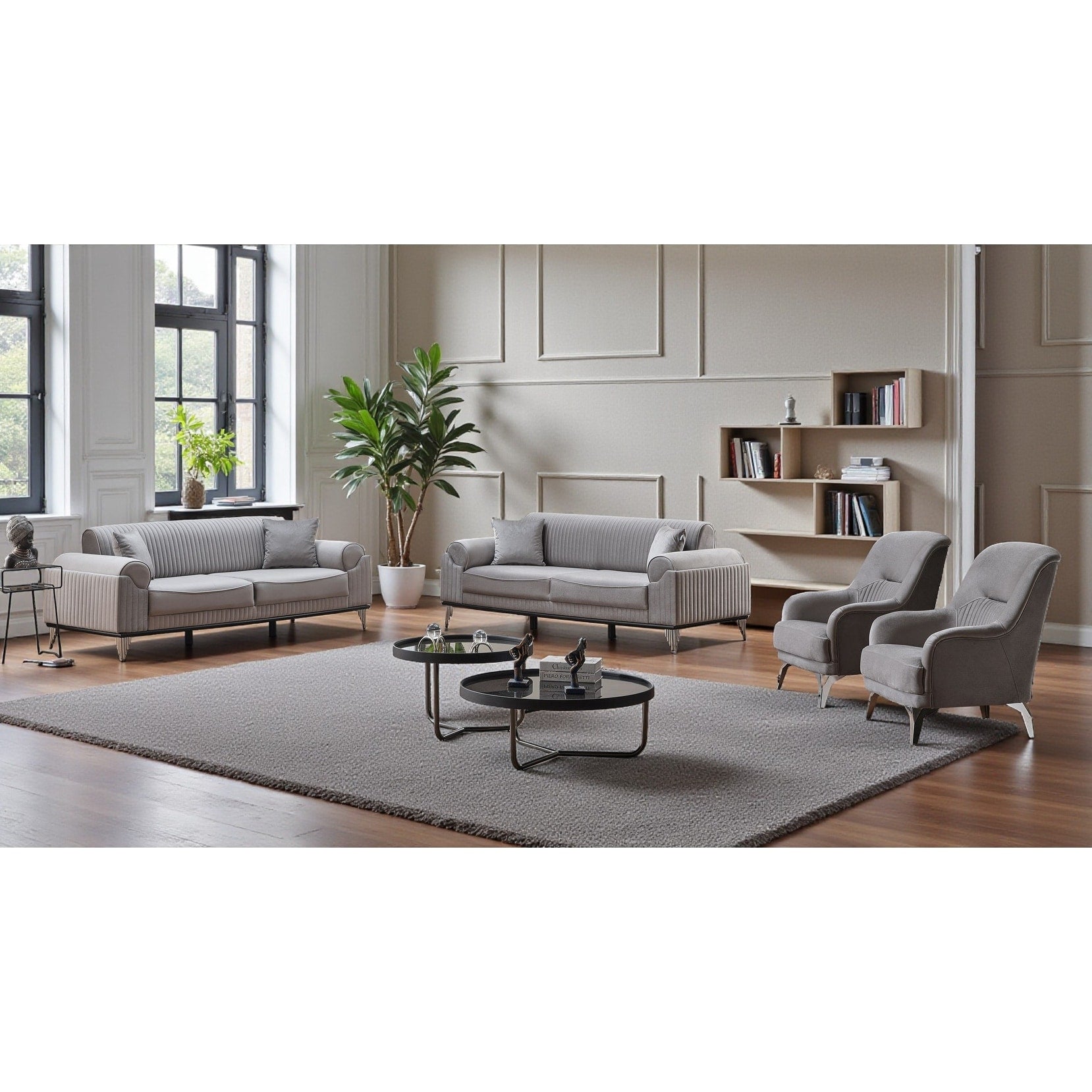 Calmora 3 Pieces Living Room Sets 2 Sofa 1 Chair