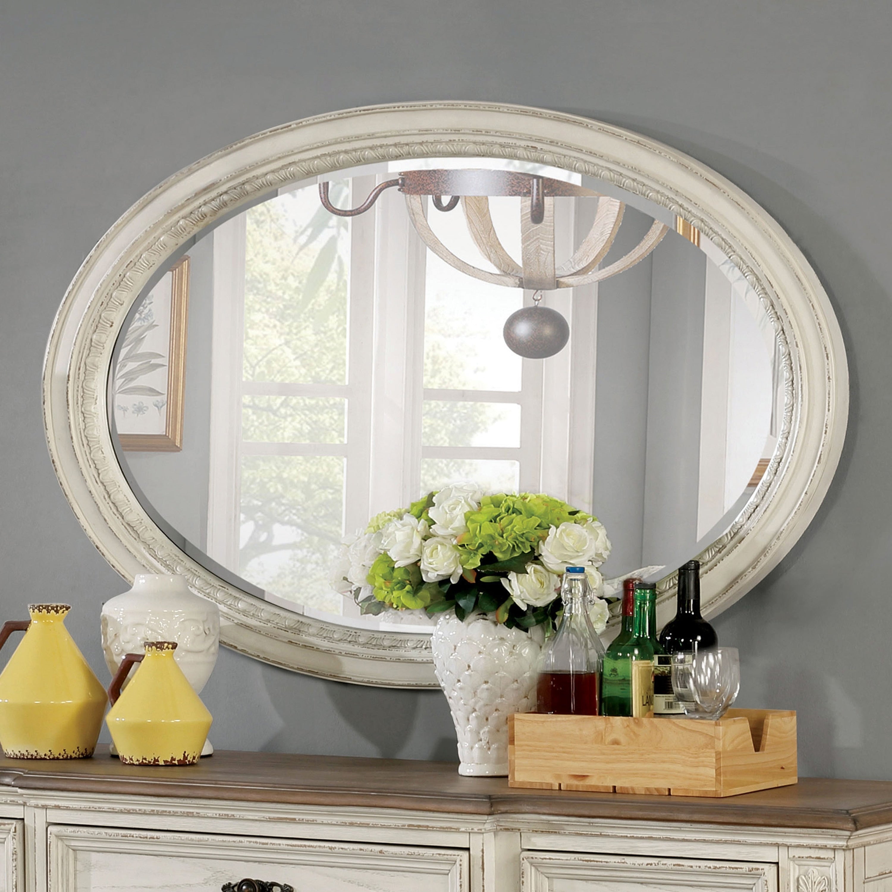 Calum Farmhouse Antique White Mirror By Foa