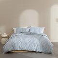 Calvin Klein Bayberry Washed Percale Cotton Reversible Duvet Cover Set Breathable Blue 3 Piece