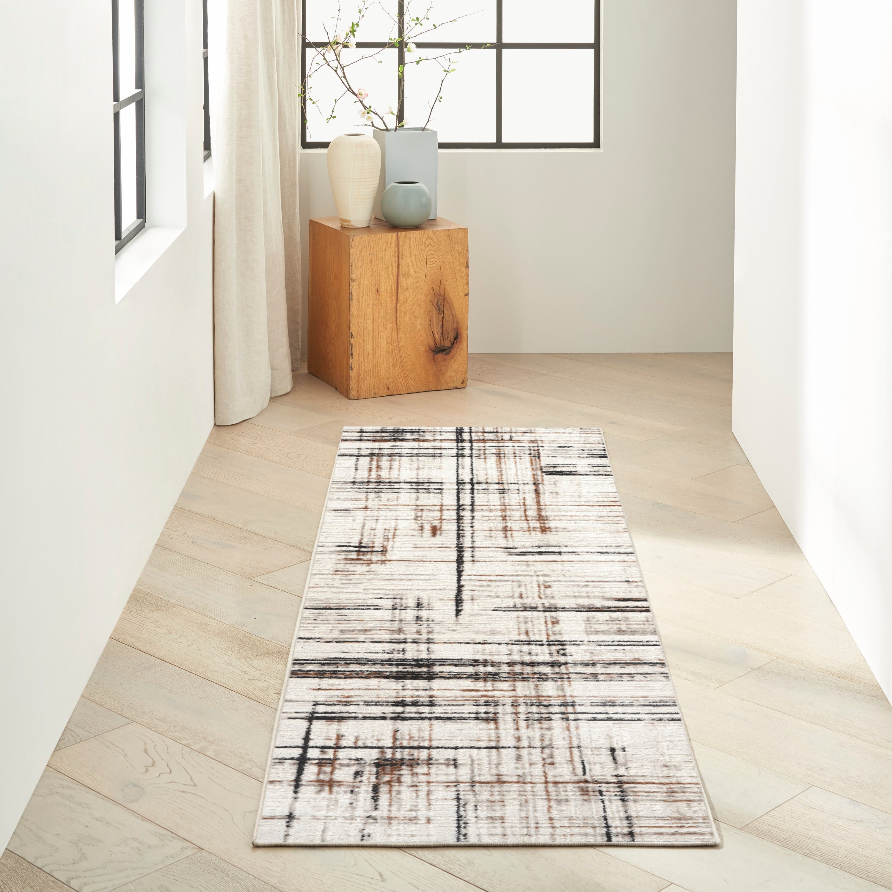 Calvin Klein Ck029 Captivating Indoor Only Ivory Multicolor Geometric Area Rug