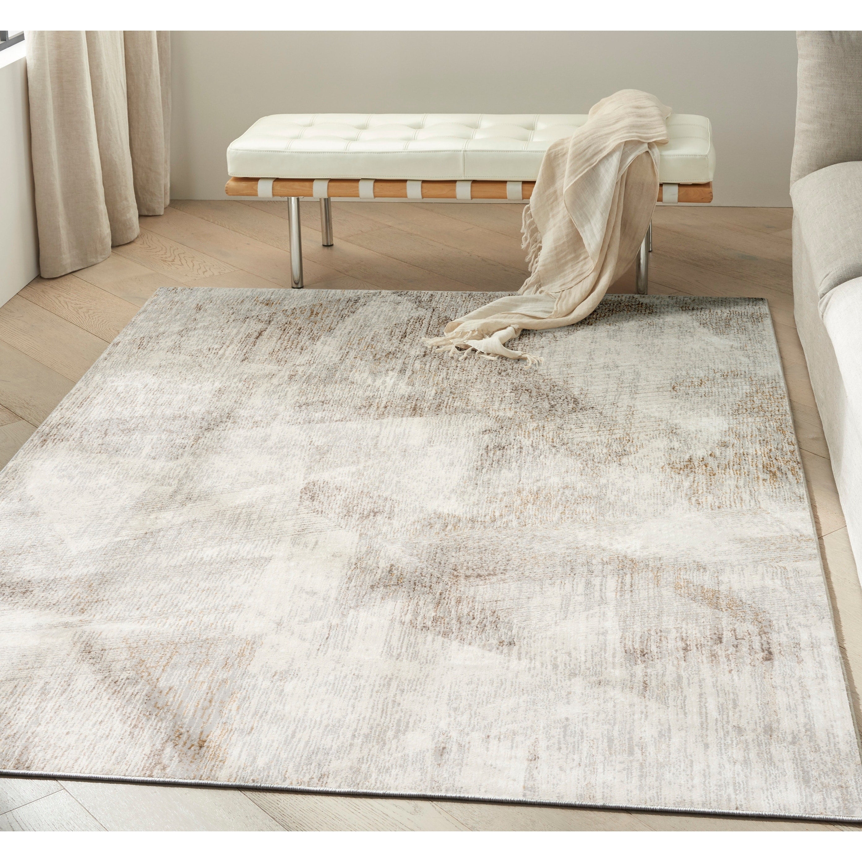 Calvin Klein Ck073 Compass Indoor Only Ivory Cream Geometric Area Rug