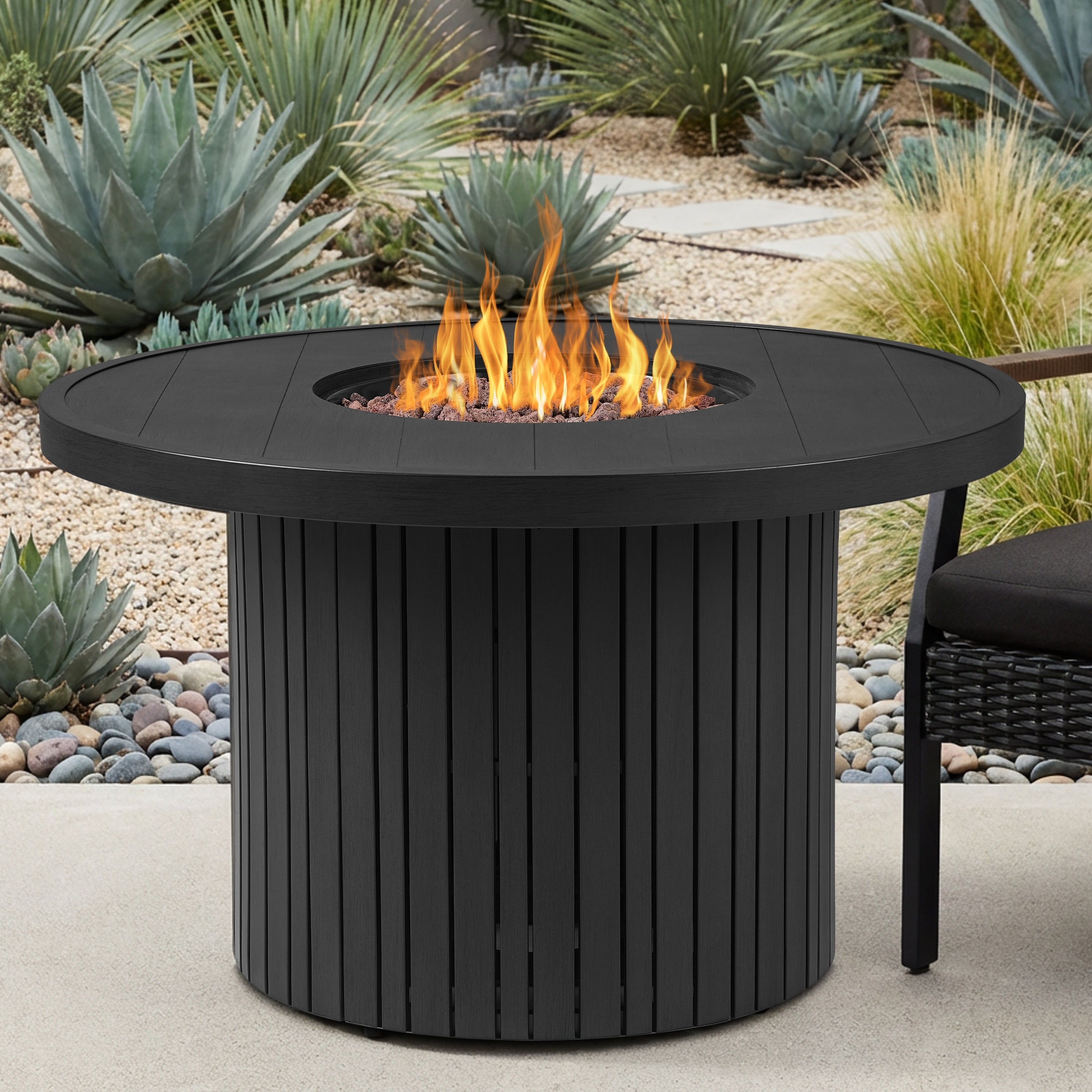 Calvin Round Fire Pit Table W Hidden Propane Tank By Real Flame