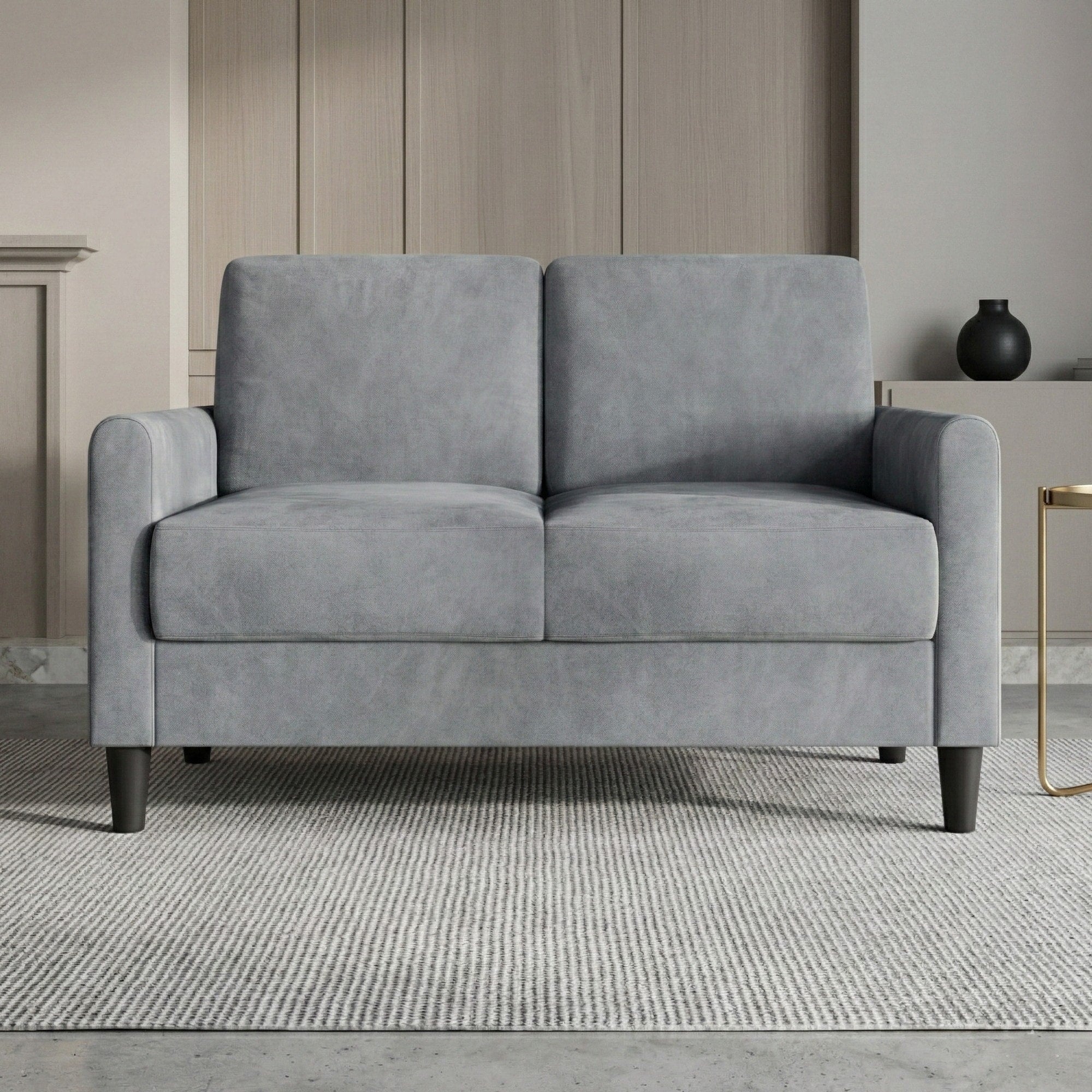 Clayfell Goliad Velvet Arm Loveseat With Pocket Spring Soft Cushions Clean Lines Design