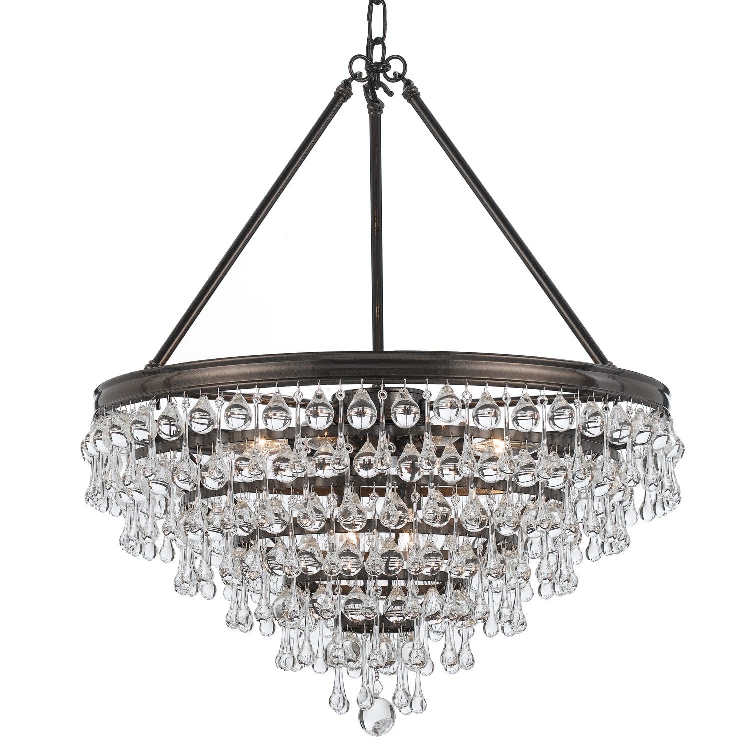 8 Light Vibrant Bronze Glass Chandelier