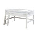 Camaflexi Twin Size White Finish Low Loft Bed With Mission Headboard