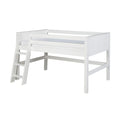 Camaflexi Twin Size White Finish Low Loft Bed With Panel Headboard