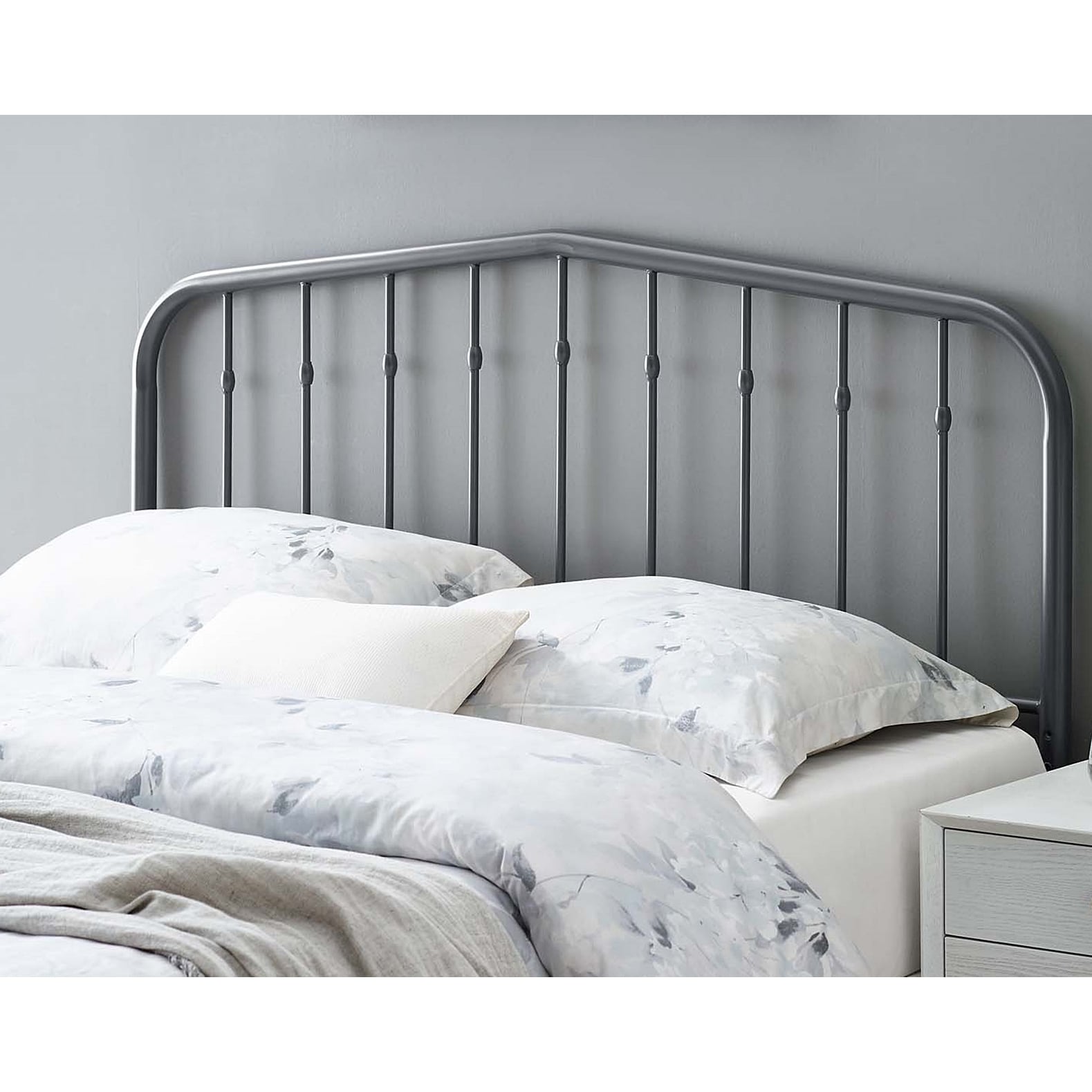 Camberly Arched Queen Size Grey Metal Headboard
