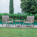 Cambridge Casual Camden Indonesian Teak 3 Piece Patio Conversation Set With Wicker Accent Chairs