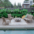 Cambridge Casual Camden Indonesian Teak 4 Piece Patio Conversation Set With Wicker Chairs And Sofa