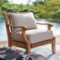 Havenside Home Chara Teak Patio Lounge Chair With Cushion