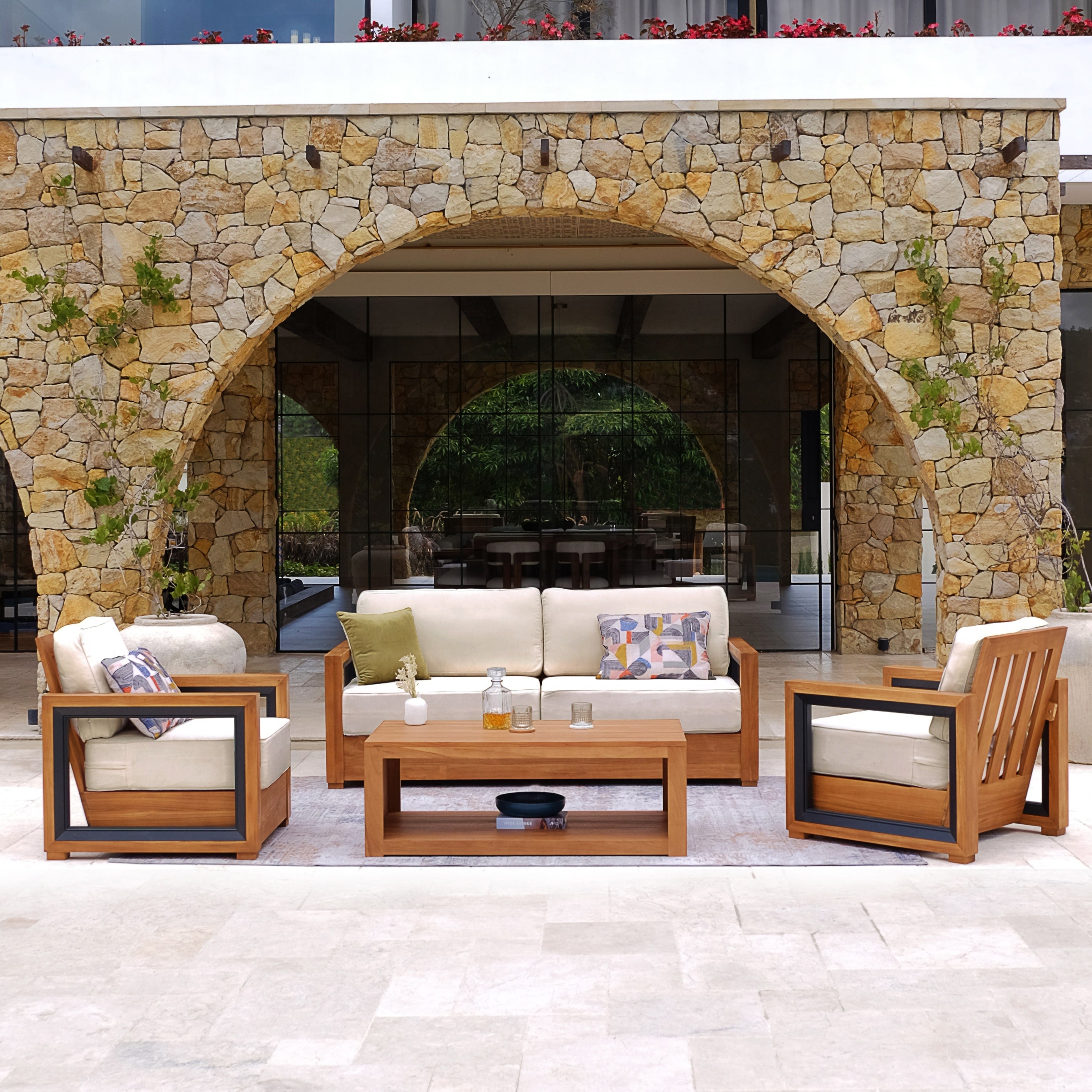 Cambridge Casual Hans Indonesian Teak 4 Piece Patio Conversation Set